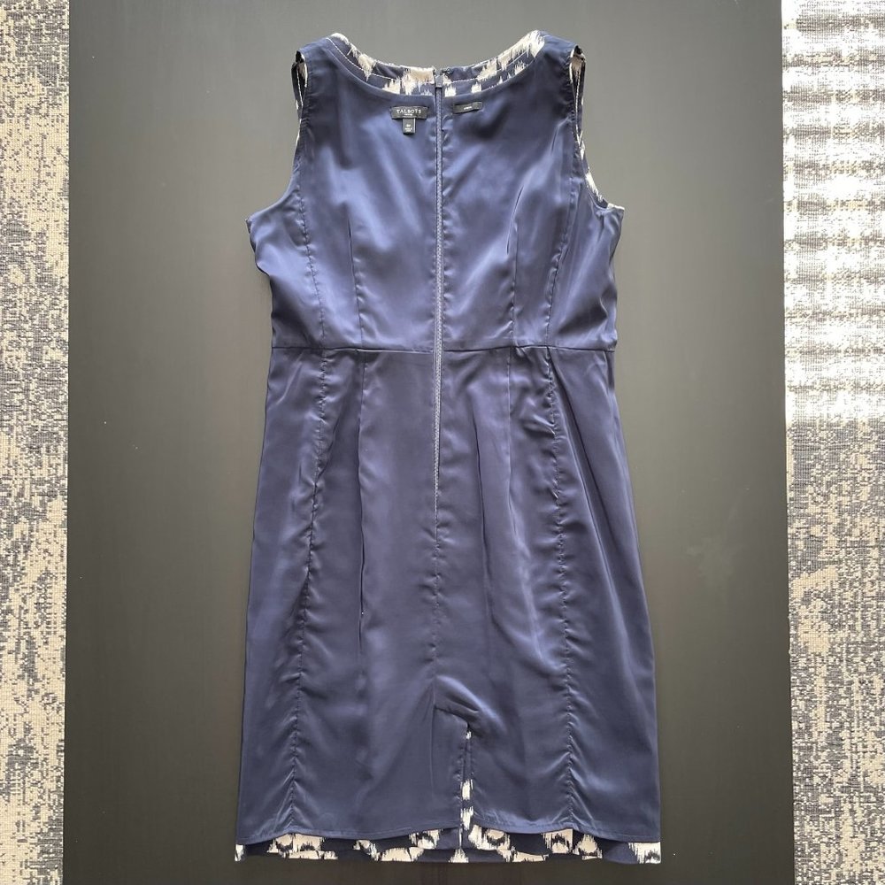 TALBOTS Navy and Beige V-Neck Dress, Womens Size 6 Petite; Ready to Ship - Picture 12 of 16